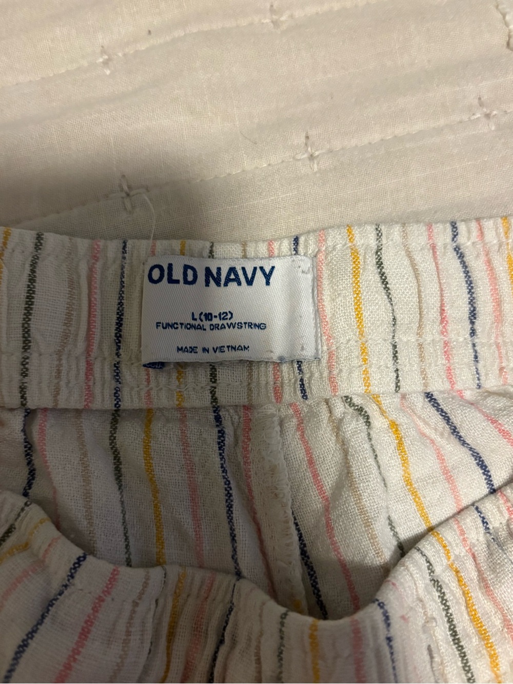 Old Navy Cream Shorts with Multicolor Vertical Stripes